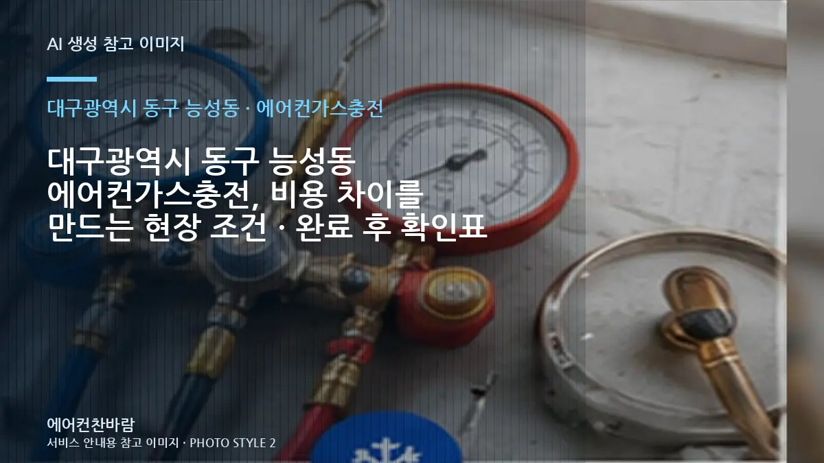 대구광역시 동구 능성동 에어컨가스충전, 비용 차이를 만드는 현장 조건 · 완료 후 확인표